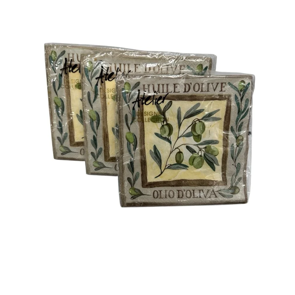 Atelier Huile D'Olive Cocktail Napkins 20 Count‎ Lot of 3 NEW
